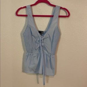 baby blue a. calin los angeles corset tie tank top